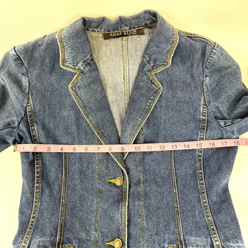 Anne Klein vintage denim tailored denim blazer, Bloomingdale’s y2kSz 6 Petite - Picture 10 of 17